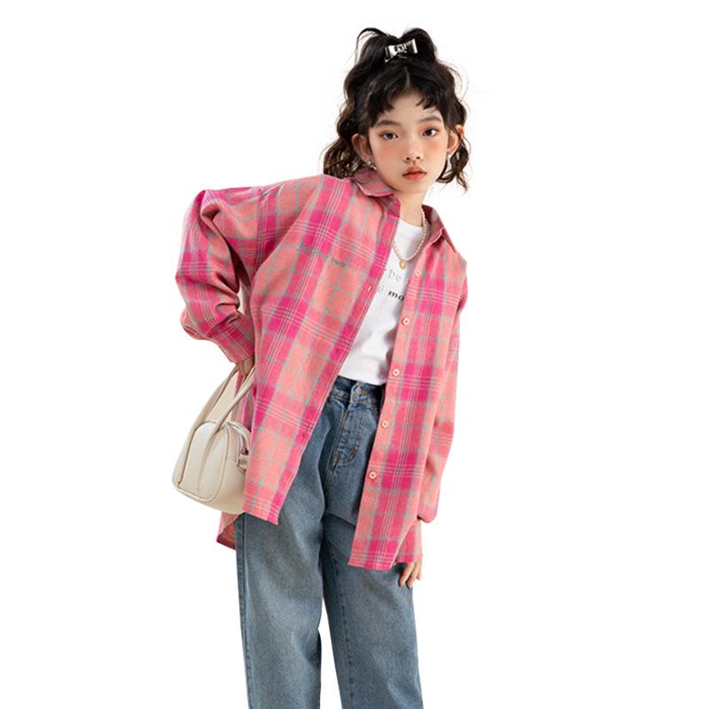 2025 Girls' Plaid Shirt: Trendy Spring & Autumn Fashion for Kids