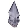 European & American 1.5m Lace Edge Bridal Veil with Extended Train, Floor-Length Wedding Veil.