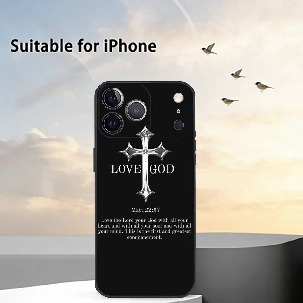 Gods J-Jesus Bible Verse Phone Case For iPhone 17,16,15,14,13,12,11 Plus,Pro Max,XS,Soft Silicone Black Cover