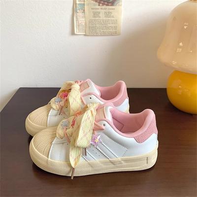 Little White Shoes Women's New Spring and Autumn Thick Baseplate Shoes Shell Head Trendy Versatile