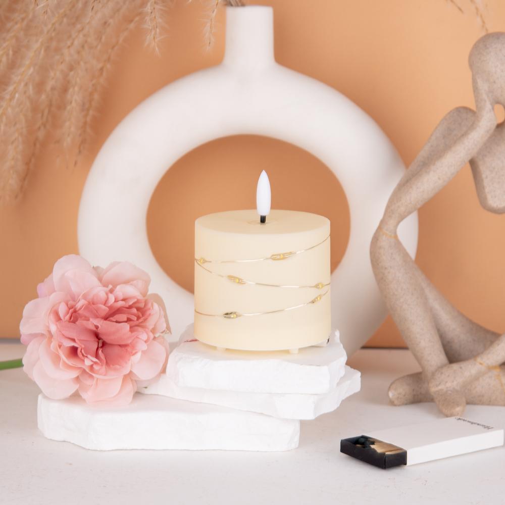 LED Flameless Candles with Fairy Lights Set
