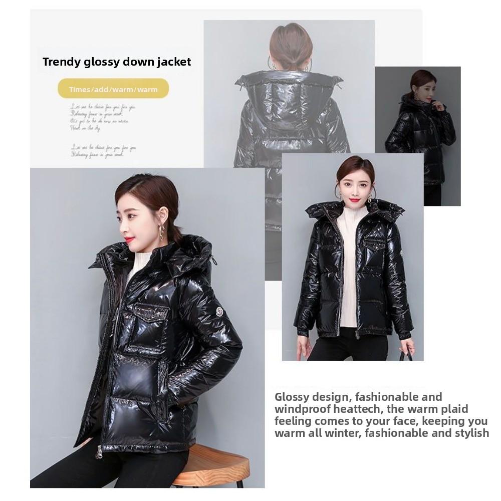 New Down Jacket Women's Short Thickened White Duck Down Jacket Women's Tide Ins Winter Bright Light Leave-in Down Jacket