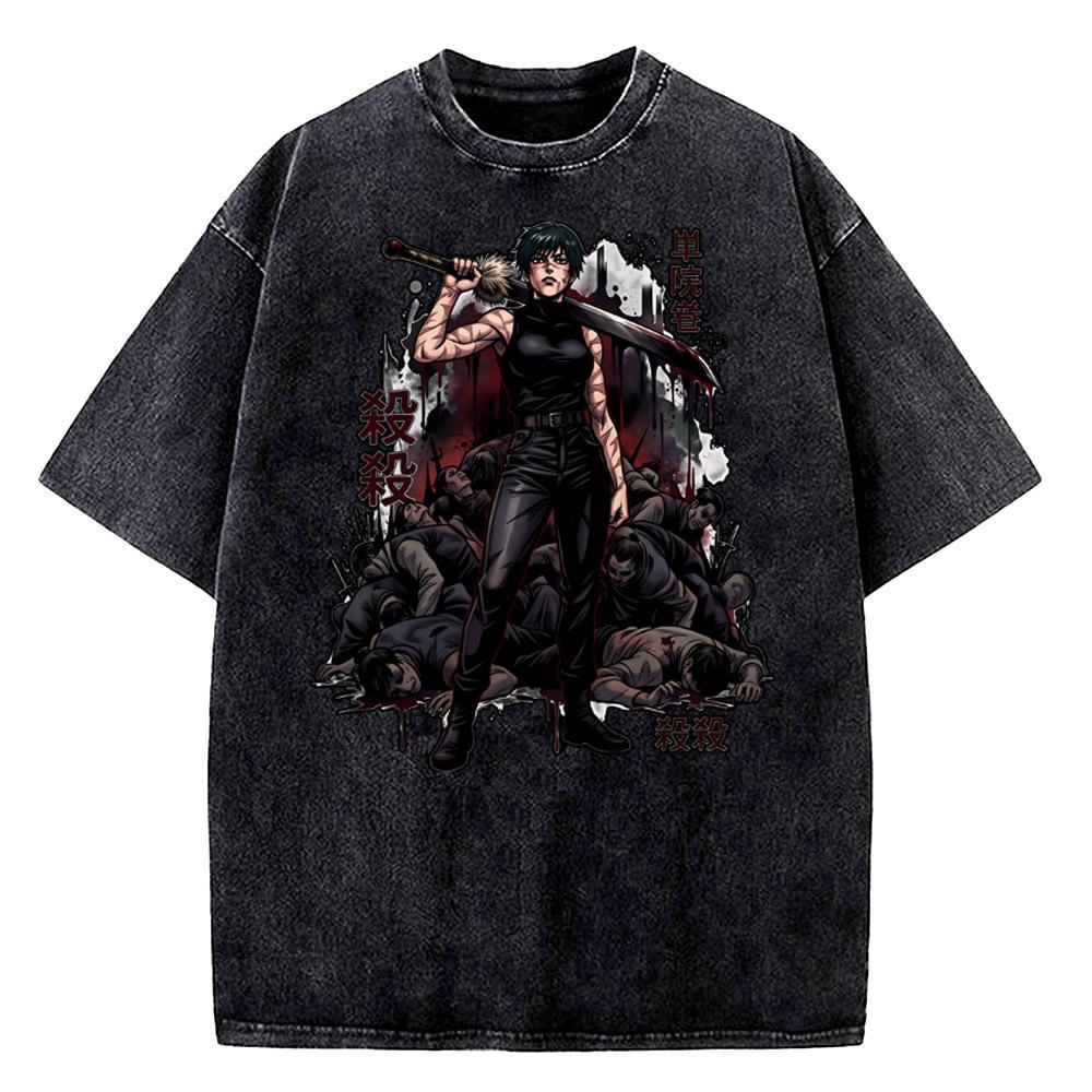 Anime Jujutsu Kaisen Choso Print T-Shirt Herren Damen Y2k T-Shirts Vintage Gewaschene Baumwolle T-Shirt Harajuku Männliches Kurzarm-T-Shirt