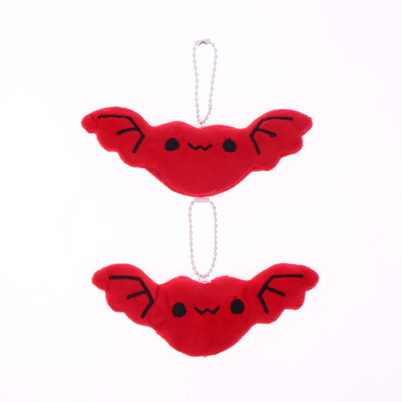 2ks Roztomilá plyšová netopýří klíčenka Halloween Mini plyšová panenka Přívěsek na tašku Vícebarevný Klíčový doplněk Dárek