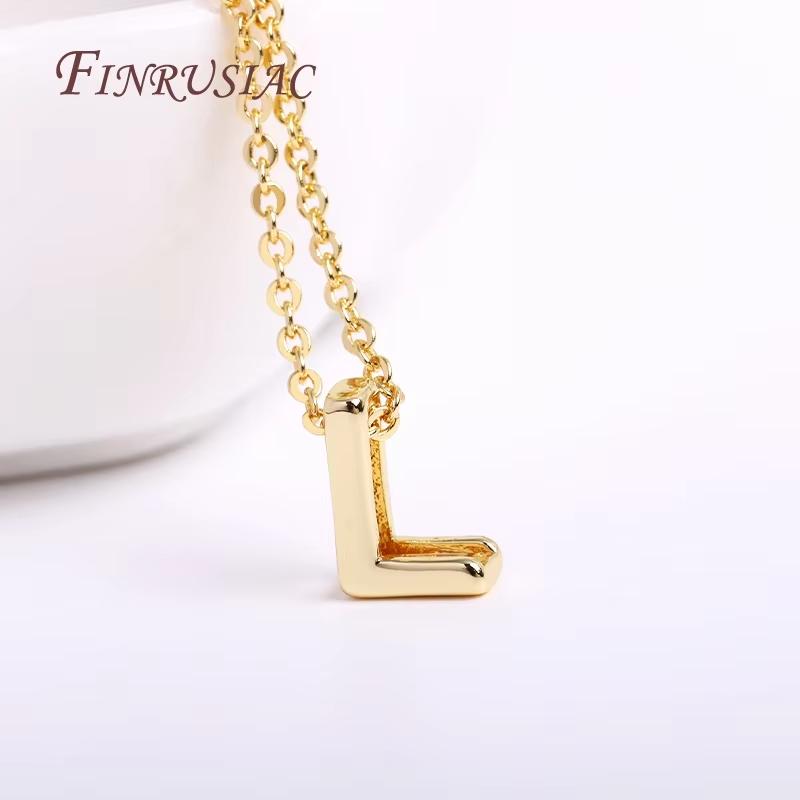 Gold Plated Brass Metal Initial 26 Letters Pendants Pendants Necklace For Women Jewelry Accessories Thin Chain Necklaces Female