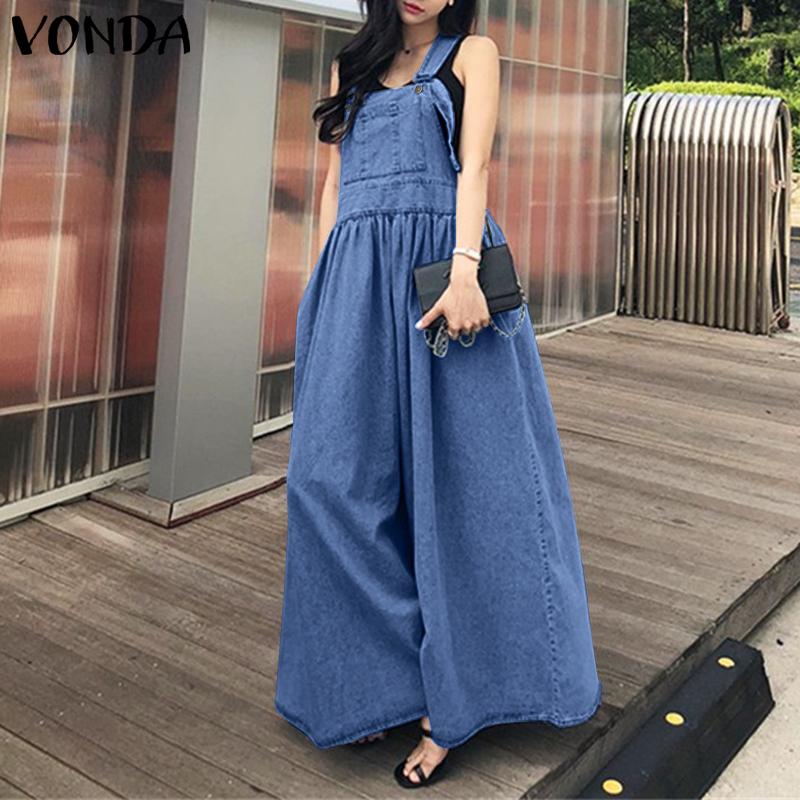 

VONDA Лето Женщины без рукавов Сплошной цвет Свободное длинное платье