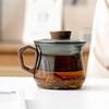 230ml Wooden Handle Heated Resistance Glass Tea Cup with Crescent Filter Office Teacup Brewing Puer Oolong Tea Mug
