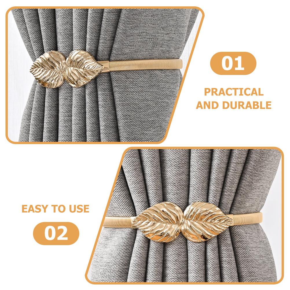 2Pcs Metal Curtain Holdbacks Elegant Design Easy Fix Remove Home Decor Accessory Leaf Curtain Tiebacks Home Decor