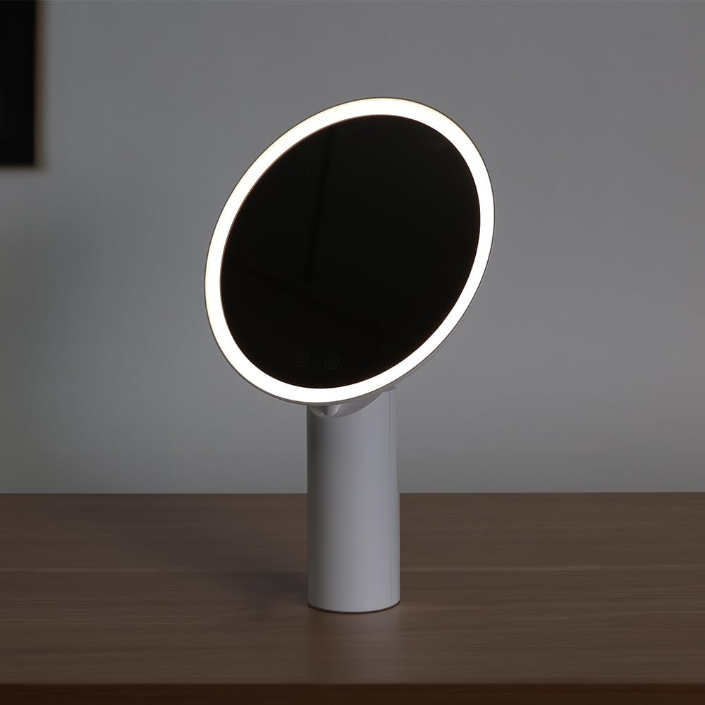 rechargeable MOONLIGHT MIRROR featuring three light adjustable and stepless Cordless, (WHITE) #25711, modes, angle, brightness.