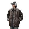 European and American commuter street trend loose locomotive suit leather jacket men trendy ruffian handsome high sense pilot PU leather jacket