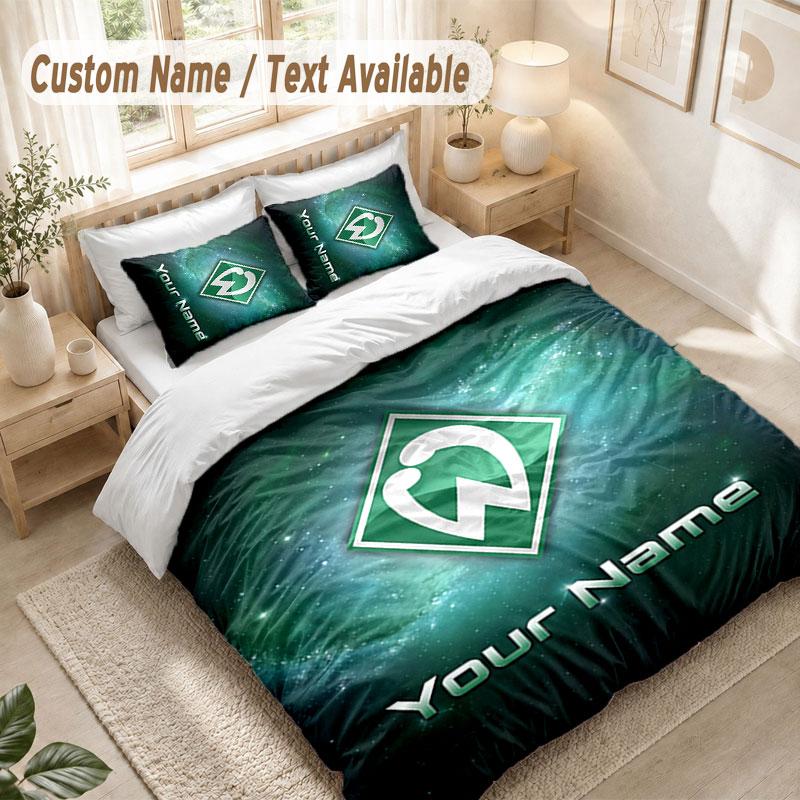 Custom Name Bedding Set 3 PiecesWerder Bremen FC Print Duvet Cover + 2 Pillowcases Soft Bed Decor