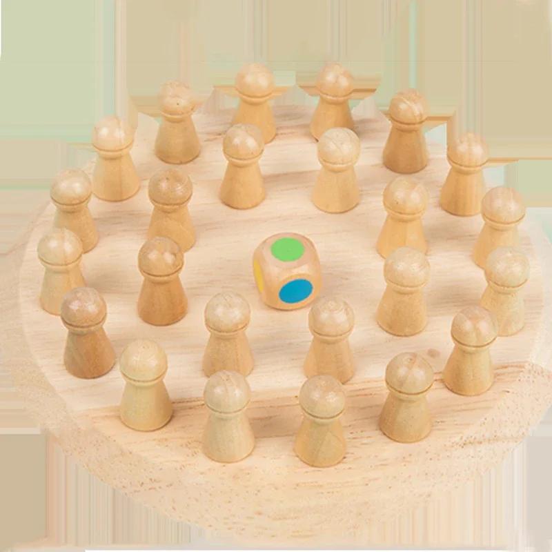 Wooden Chessboard Color Memory Chess Game Memory Concentration Training Wooden CHILDREN S Early Education Learning Playthings