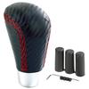 Arenbel Car Shift Red Black Knob, Leather, Stitching, Manual, 9.9cm,