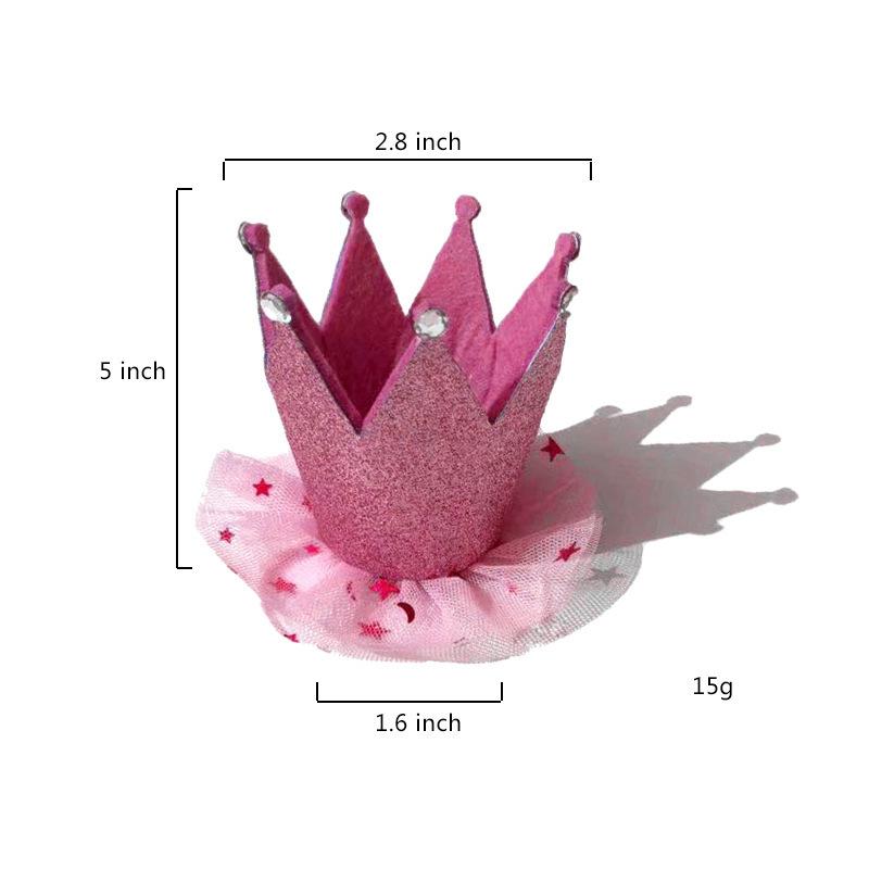 Pink Polyester Pet Birthday Costume with Skirt and Crown Hat
