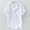 Herren Sommer Neue Baumwolle Hanf Knopf Kurze Ärmel Mode Große Bluse Top