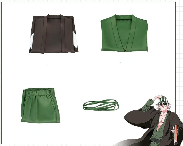Urahara Kisuke Cosplay Anime Bleach Cosplay Kostuum Volwassene Grijs Kimono Broek Hoed Outfits Halloween Carnaval Feestkostuum XXL