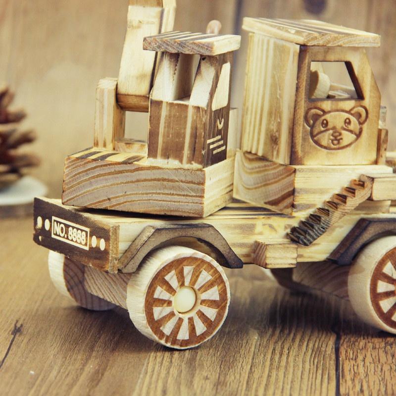 Wooden Excavator Children's Toy Car Wooden Crafts Ornaments