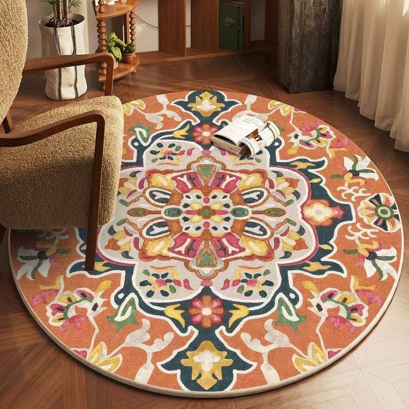 Ethnic Style Round Floor Mat Mandala Living Room Coffee Table Blanket Home Bedroom Bedside Blanket Hotel Guesthouse Carpet