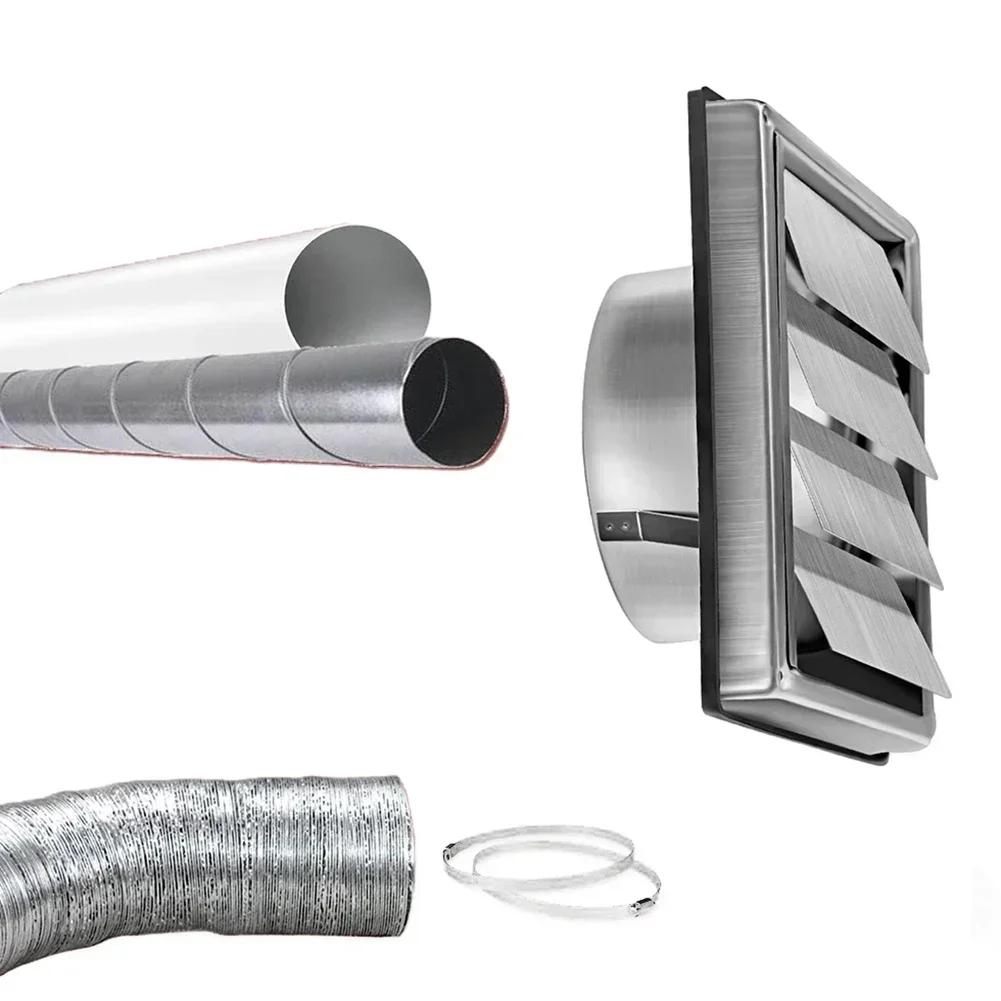 1pcs 100/125/150mm Stainless Steel Air Vent Wall Ventilation Cap Movable Square Air Outlet Kitchen Wall Grilles Duct Cover