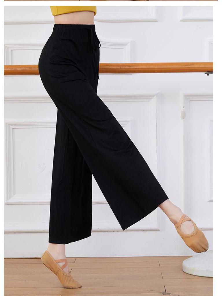 Damen Übergröße Modern Dance Modal Weitbein-Hose für Frühling/Sommer - Locker, Klassischer Chinesischer Stil Übungskleidung