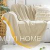 Nordic Style Knitted Casual Throw Blanket Office Nap Throw Portable Blanket Yellow Woven Shawl