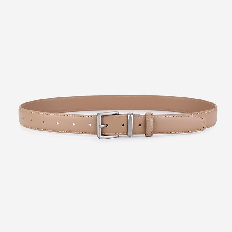 Unisex Retro Cowhide Leather Belt for Casual Wear 105 cm хаки