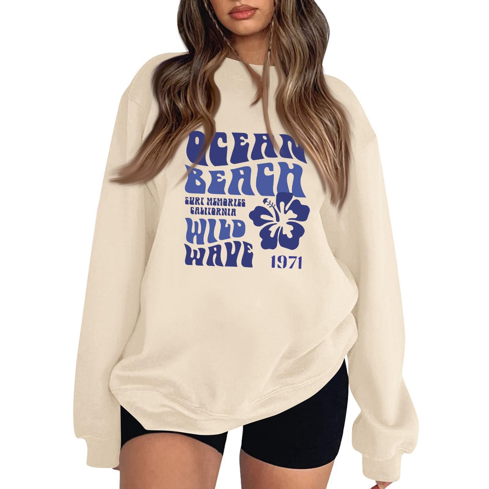 Женская повседневная модная блузка с длинным рукавом и круглым вырезом с принтом XXL — фото 8