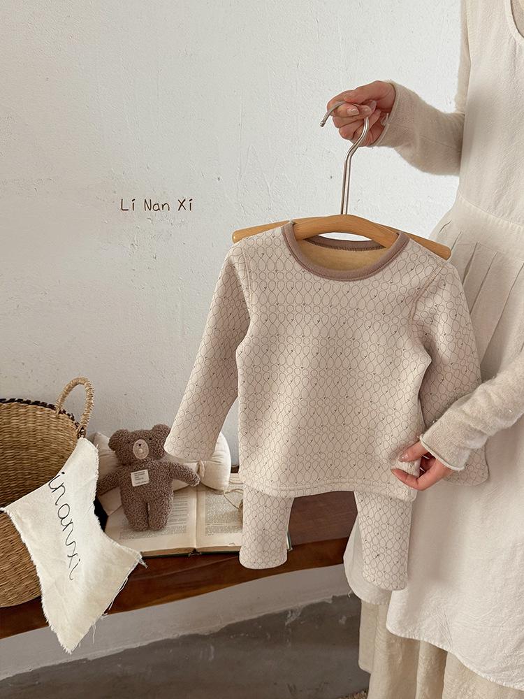 2025 New Fleece-Lined Winter Pajama Set for Small & Medium Children - Thermal Baby & Kids Homewear