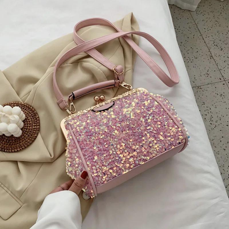 Fashion Sequins Women Handbag PU Leather Shoulder Bag for Crossbody Bag 2026 New Sparkles Ladies Hand Bag Female Totes Frame