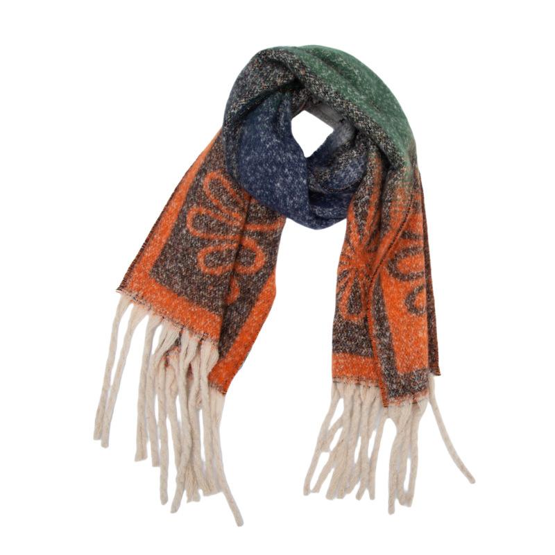 Autumn and winter new loop yarn imitation mohair jacquard small flower scarf