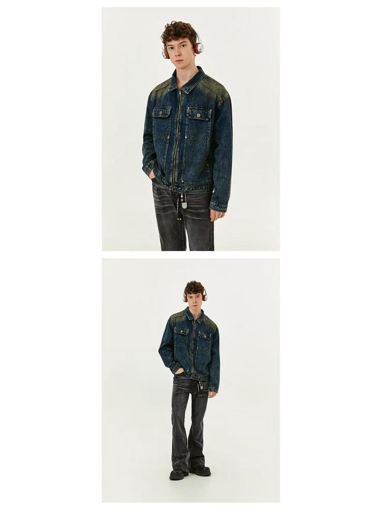 Men's Retro High Street Washed Denim Workwear Jacket