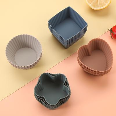 Food Grade Silicone Round Cup Household Round Flower Type Cake Mold Square Heart Muffin Cup Children's Complementary Food Mold