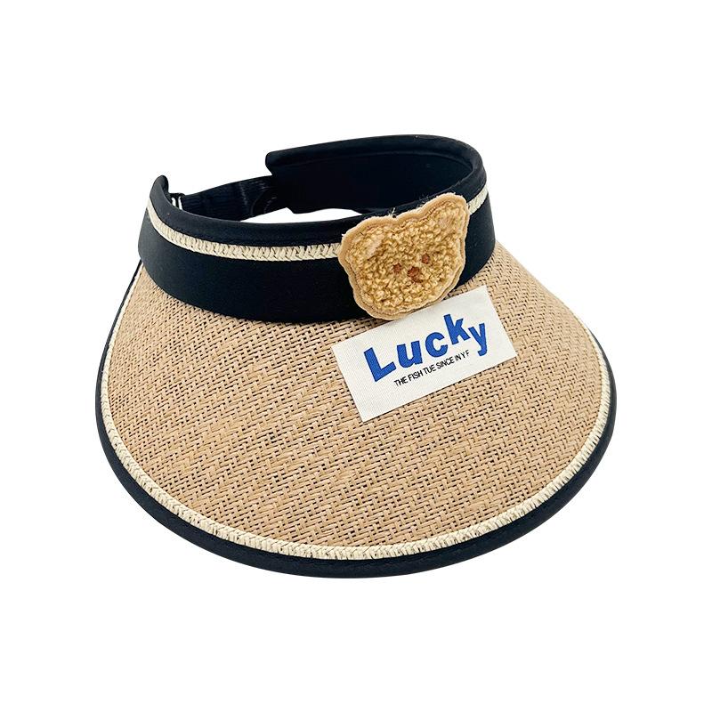 Cartoon Vinyl Children's Empty Top Hat Cute Baby Summer Outdoor Sports Sun Hat English Letter Knitted Straw Hat