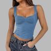Women's Square Neck Sleeveless Tank Top Slim Fit Streetwear Solid Color Crop Top