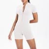 European-American Solid Color Zipper Back Yoga Jumpsuit - Breathable and Tight-Fitting