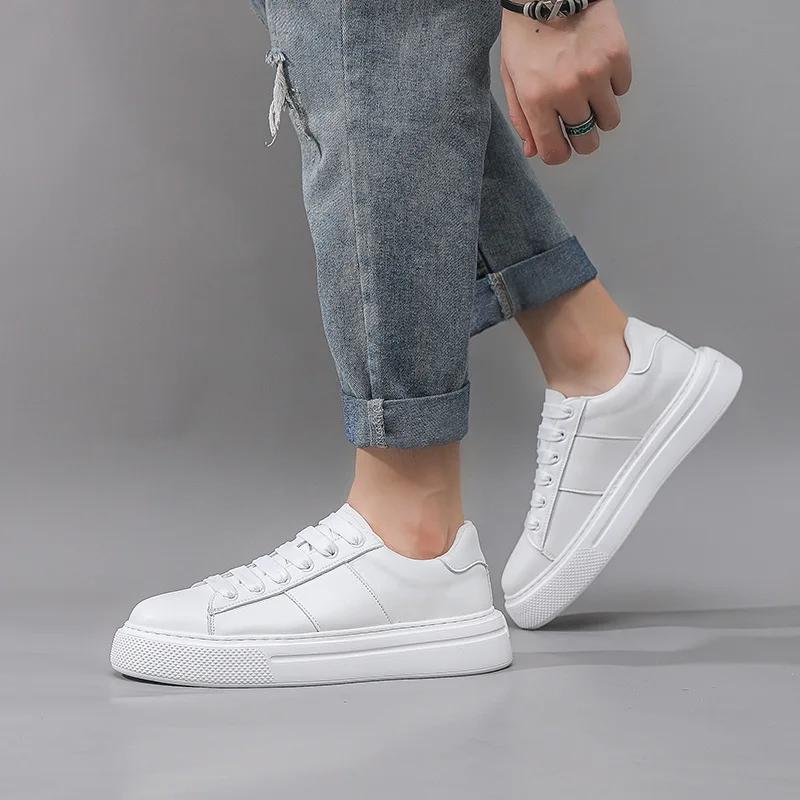 Fashion New Platform Leather Sneakers for Men Designer Casual Men's Luxury Board Shoes Fashion Spring Autumn Sports Zapatos Hombre