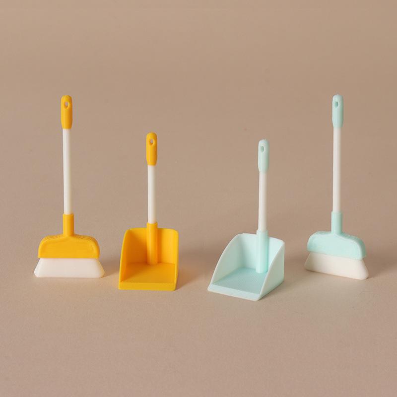 1:12 Dollhouse Mini Cleaning Set - Broom & Dustpan Model Props for BJD