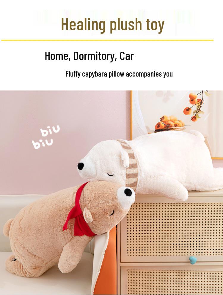 Cross-border Polar Bear Plush Doll Pillow - Cute Cartoon Long Lying Bear Toy