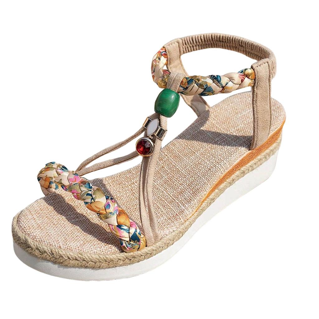 Crystal Sandals For Women Thick Soled Wedge Heeled Women'S Shoes Fashionable Casual Outerwear Sandalias De Mujer Verano 2026