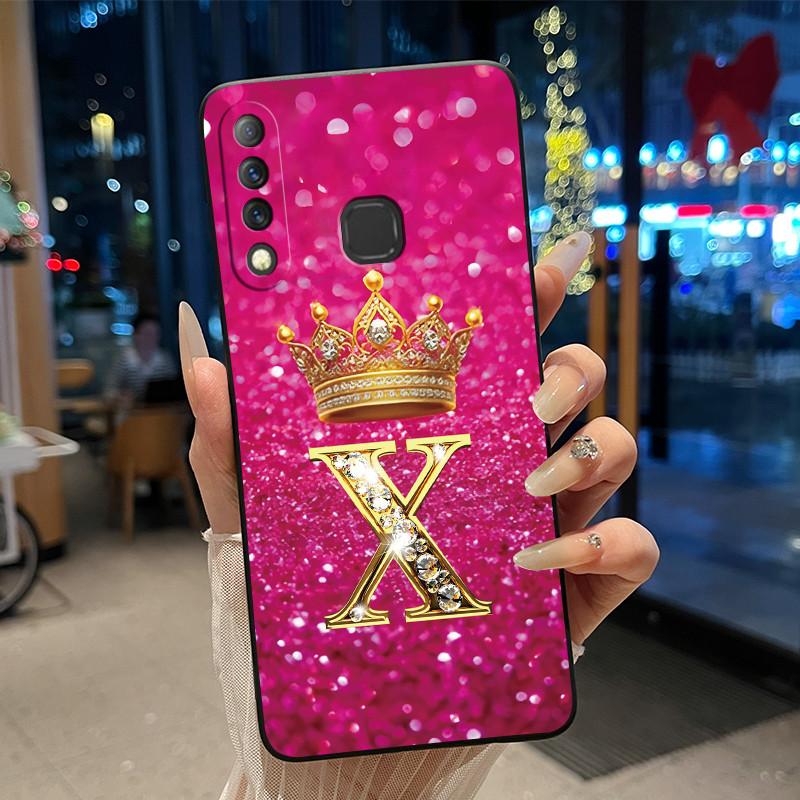 Beautiful A To Z Letter Crown Casing For Infinix S4 Smart3 Plus X626 X267 Case Black Soft Silicone Shockproof Shell