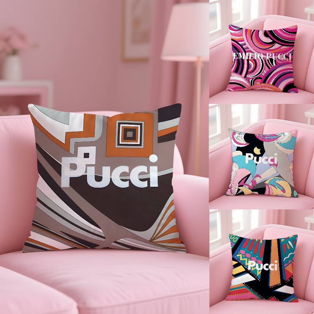 Fashion E-Emilio P-Pucci Pillow Case Pattern Printed Pillowcase for Living Room Sofa Cushion Cover & Bedroom Decor