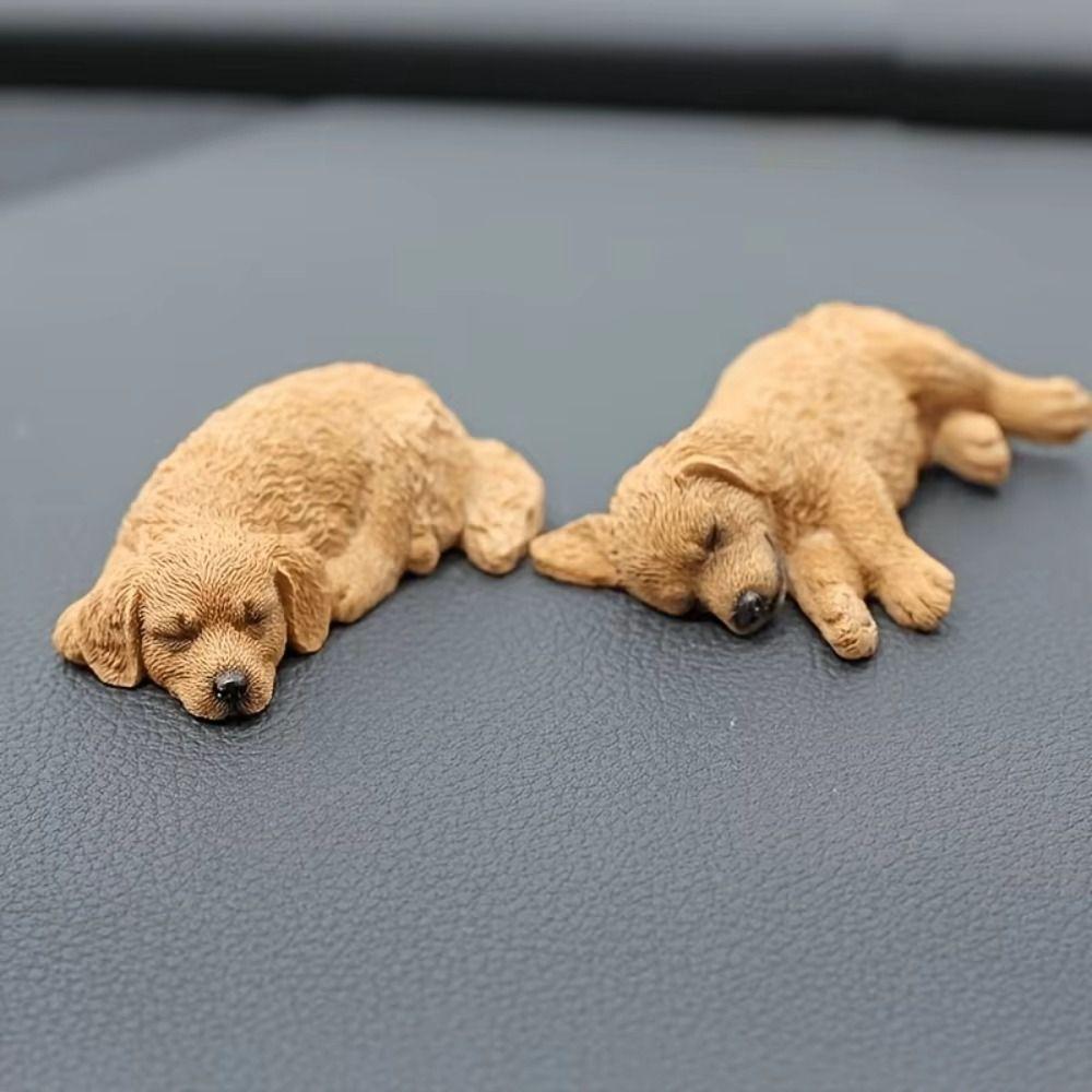 Home Decor Dog Toy Figure Sleeping Golden Retriever Model Dog Car Ornaments  Desktop Decoration