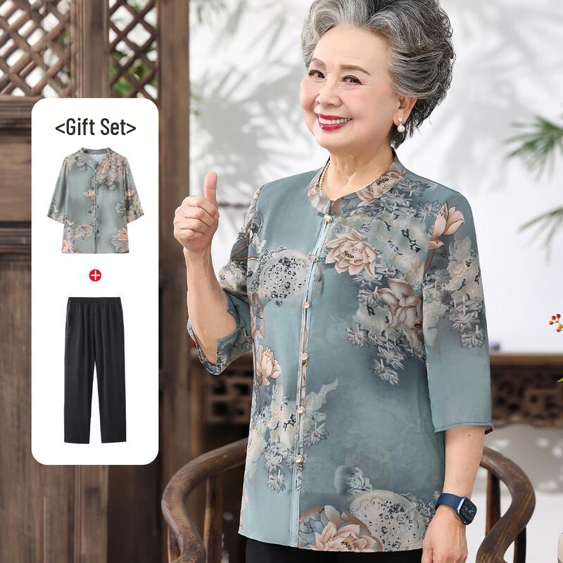 Women s Elegant Summer Stand-Collar Two-Piece Set 4XL