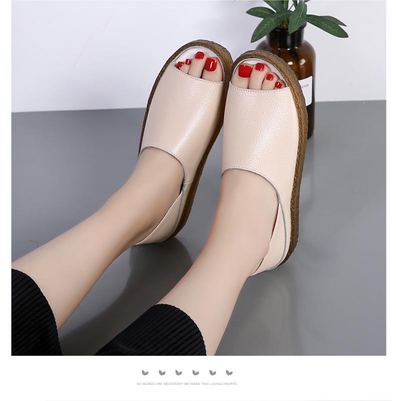 Genuine Leather Women's Korean Style Slip-On Shoes for Students, Expectant Mothers, and Mothers