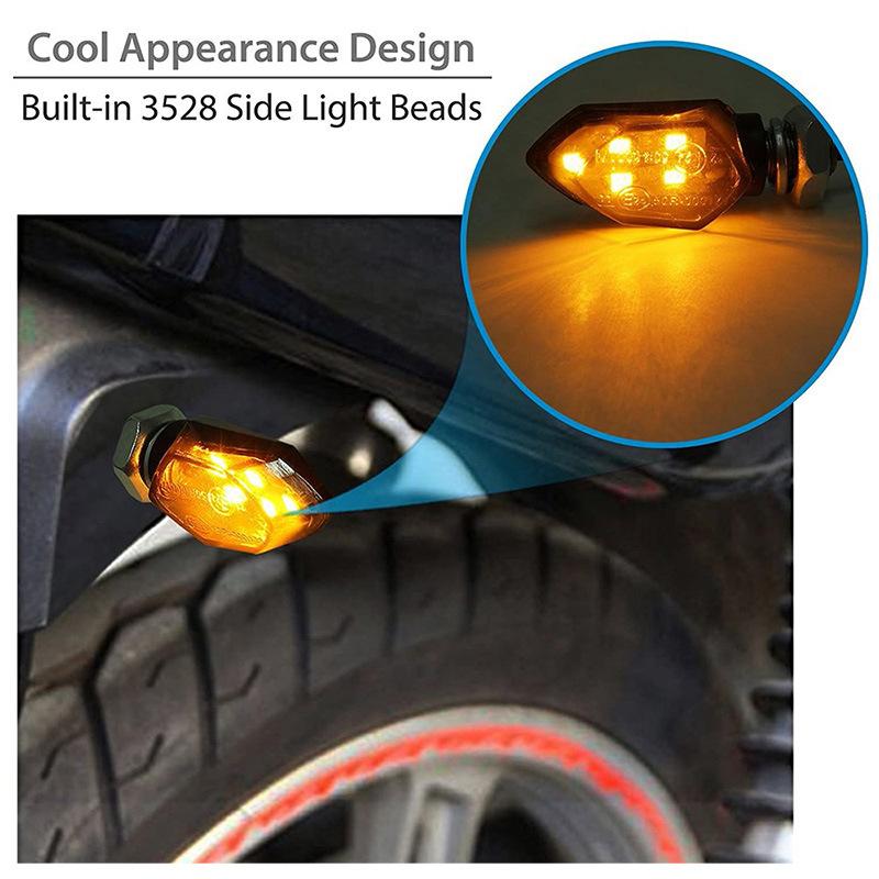 Motorcycle LED Turn Signal Light Mini Universal Led Amber Blinker Lamp 10mm Motorbike LED Indicators Lights 12v Turn Signal