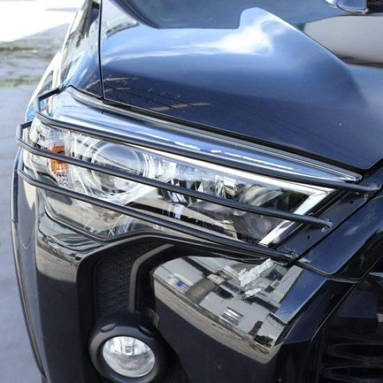 Black Front Headlight Guards Cover Trim Bezels for 4Runner 14+ Metal Accessories