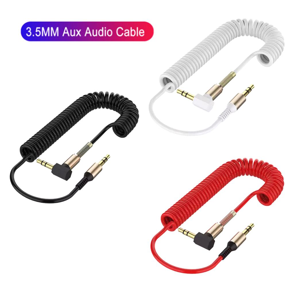 3.5mm Elbow Spring Expansion Audio Adapter 3.5mm To 3.5mm Male Plug Jack Audio Cable Flexible Spring Cable Aux Line
