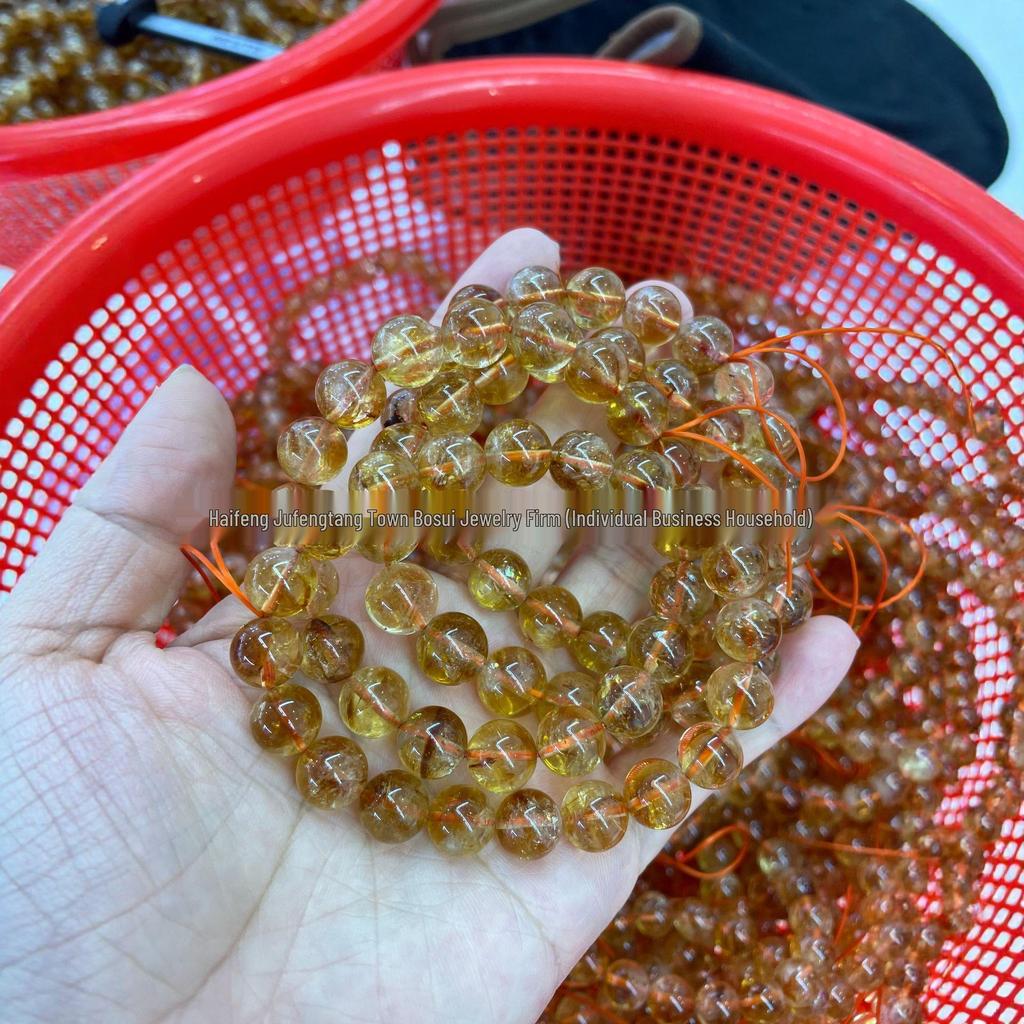 Deep Yellow Natural Citrine Crystal Bracelet - Fashion Jewelry for Men and Women