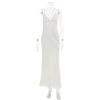 Womens Lace Trim V Neck Slim Fit Slip Dress Sexy Backless Long Gown Party Date