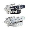 Women's Glittering Crystal PU Leather Belt for Trousers and Dresses Western Cowgirl Punk Styles Waiststrap for Daily